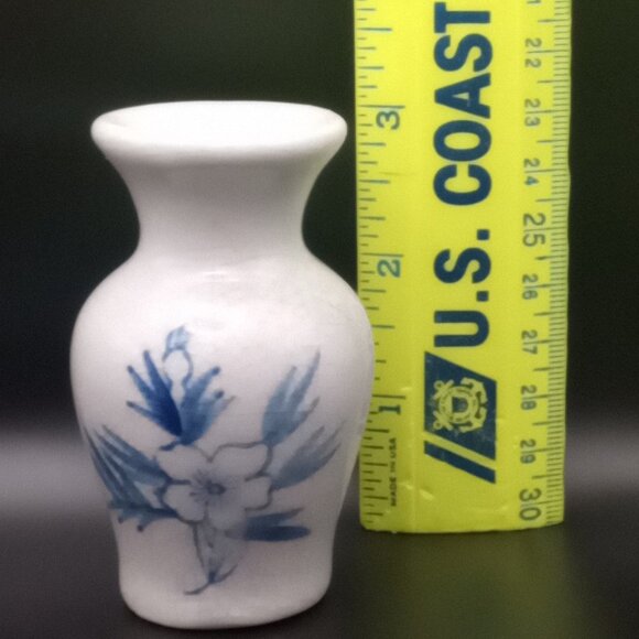 Unbranded Other - Vintage Mini Blue Flower Vase, Tiny Vase, Blue Flowers, Vintage Mini Vase, Small